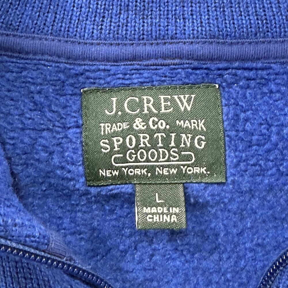 J.Crew Sporting Goods Mens‎ Large Blue Fleece Pullover 1/4 Zip Sweatshirt Jacket - Picture 2 of 8